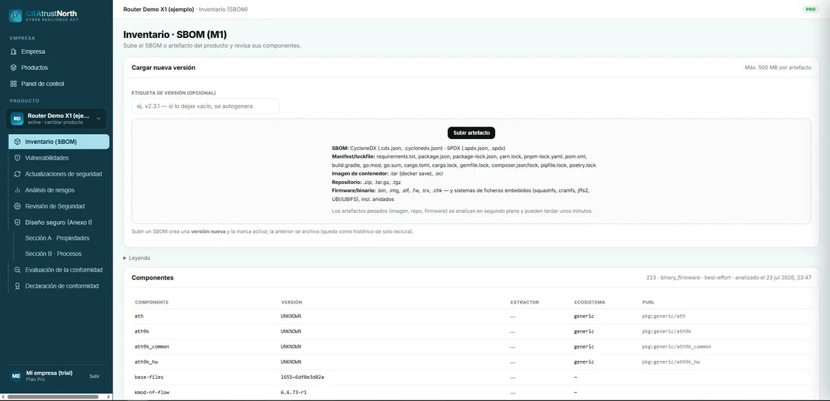Ejemplo: Inventario SBOM